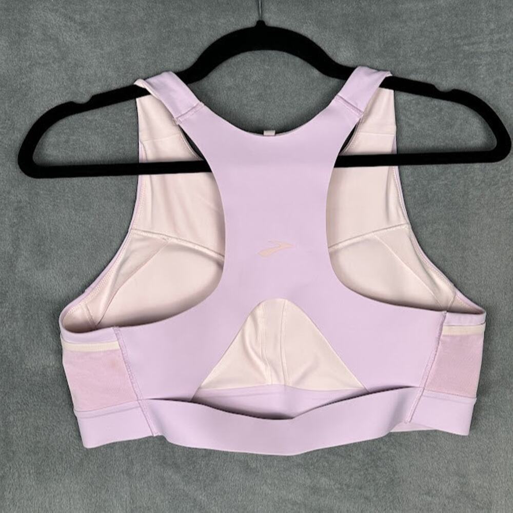 Brooks 3 Pocket Sports Bra Womens 38C/D Lilac Removable Cups Running Wireless - Picture 3 of 11